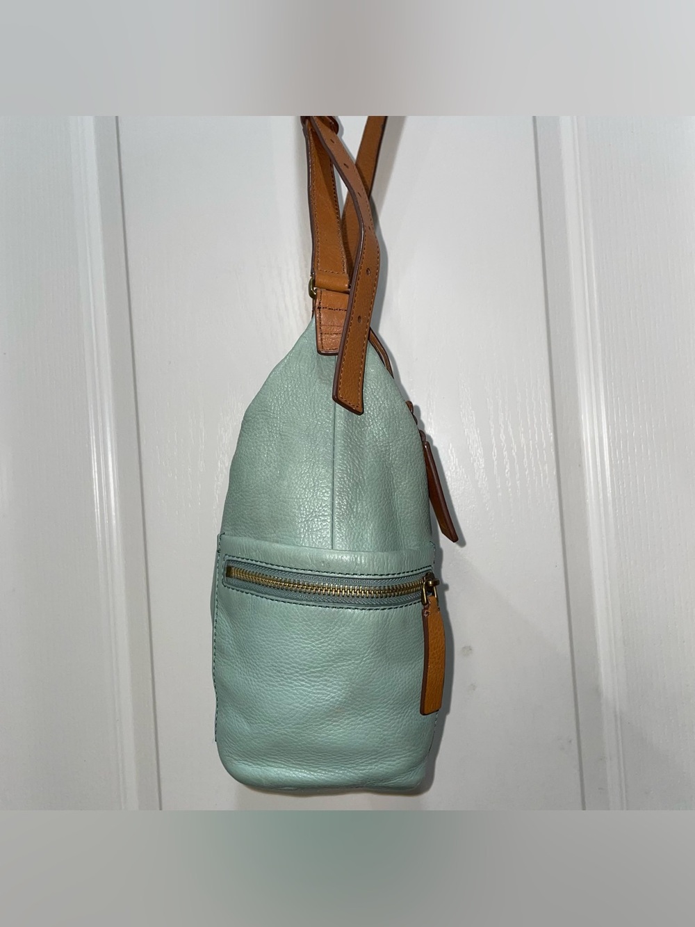 Fossil Leather Sea Green Mint Crossbody Shoulder Bag Boho Tahoe Indie Resortwear - Picture 10 of 16